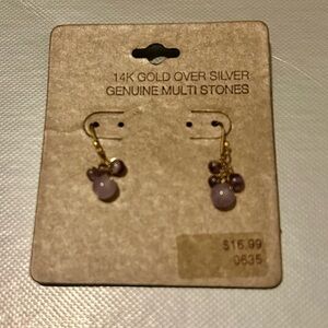 New 14K Gold over Silver Genuine Multi Stones on Wire Earrings
